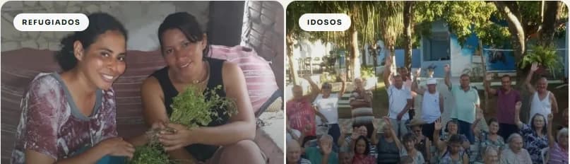 Fotografia real das comunidades atendidas, em toda a extensão do site.